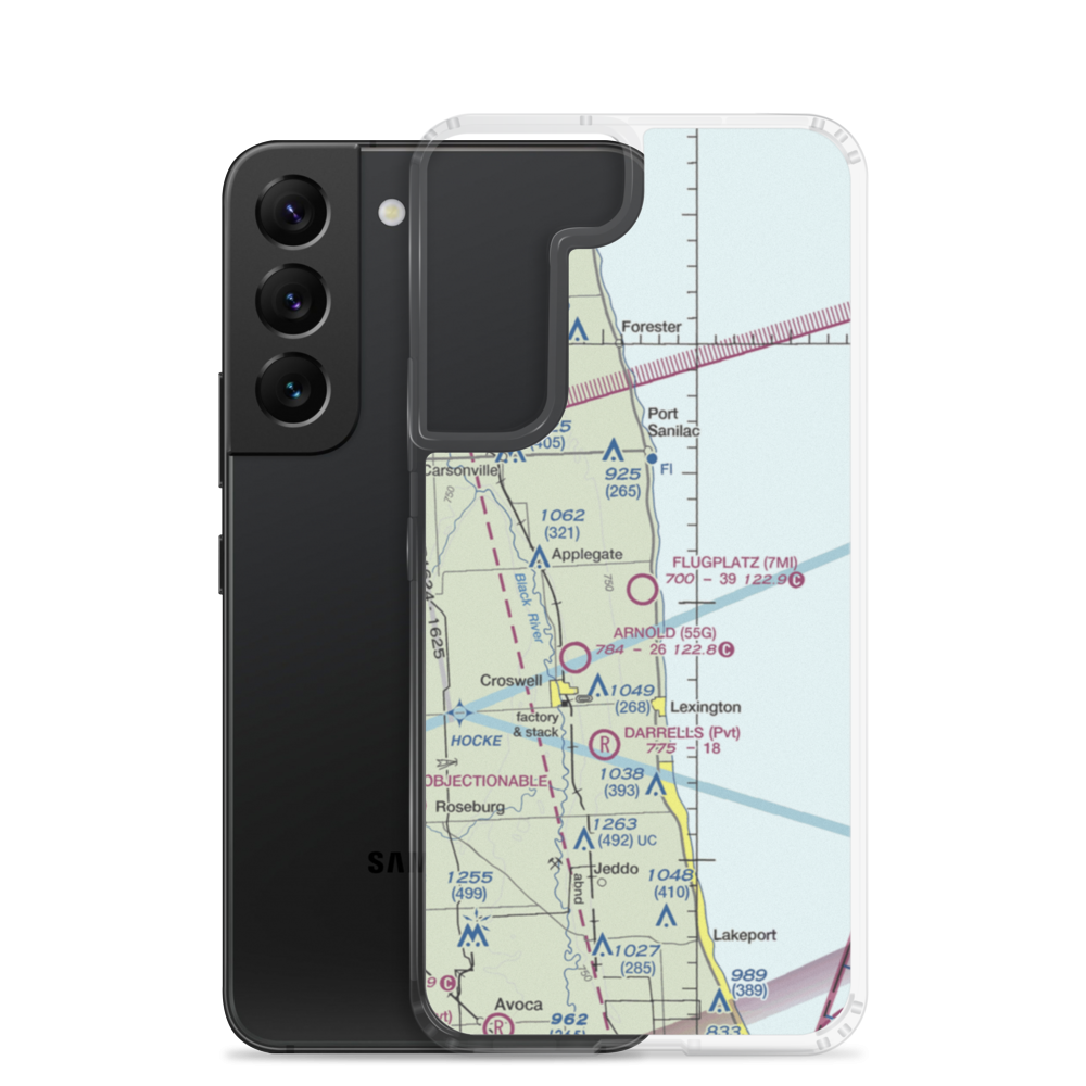 Flugplatz Airport (2MI7) VFR Sectional Samsung Case Samsung Galaxy S22 model shown