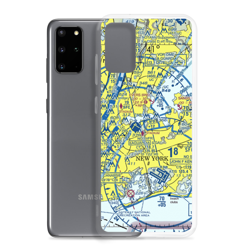 Flushing Airport (FLU) VFR Sectional Samsung Case Samsung Galaxy S20 Plus model shown