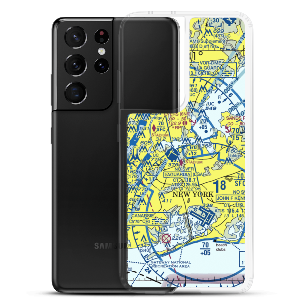 Flushing Airport (FLU) VFR Sectional Samsung Case Samsung Galaxy S21 Ultra model shown