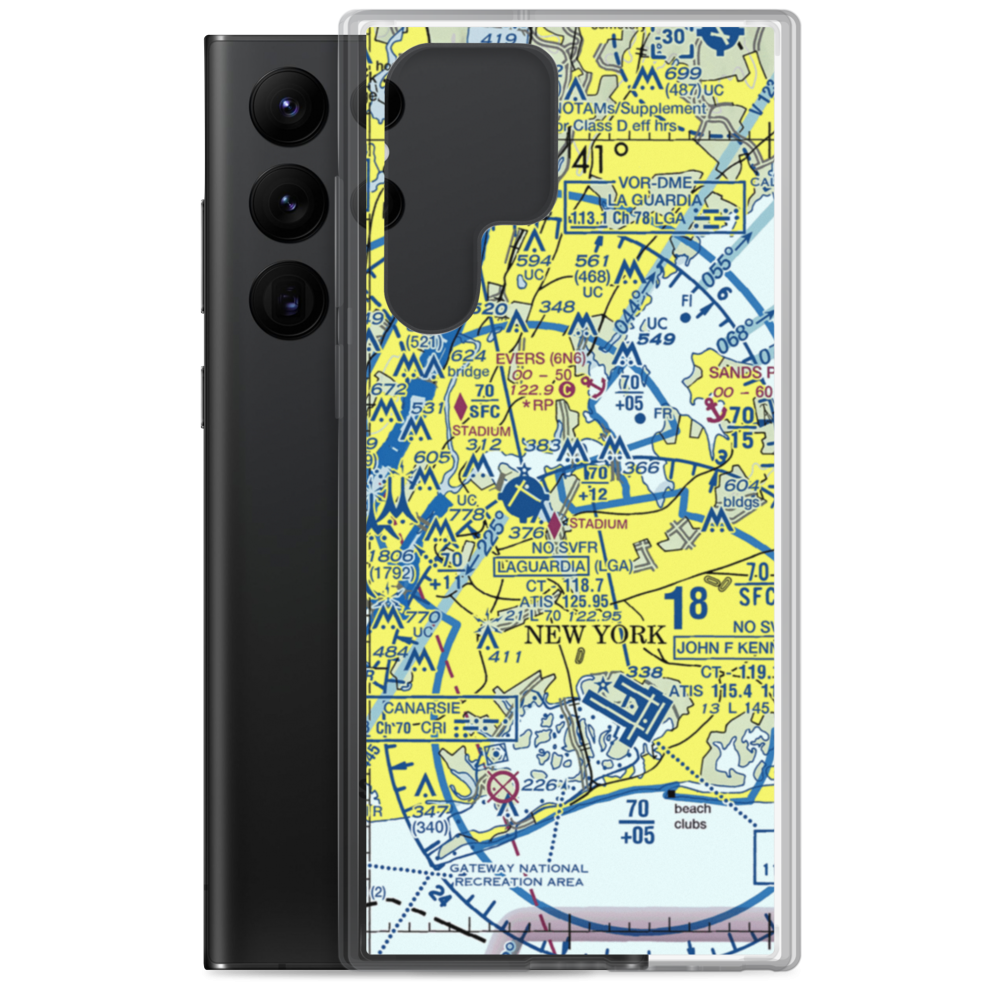 Flushing Airport (FLU) VFR Sectional Samsung Case Samsung Galaxy S22 Ultra model shown