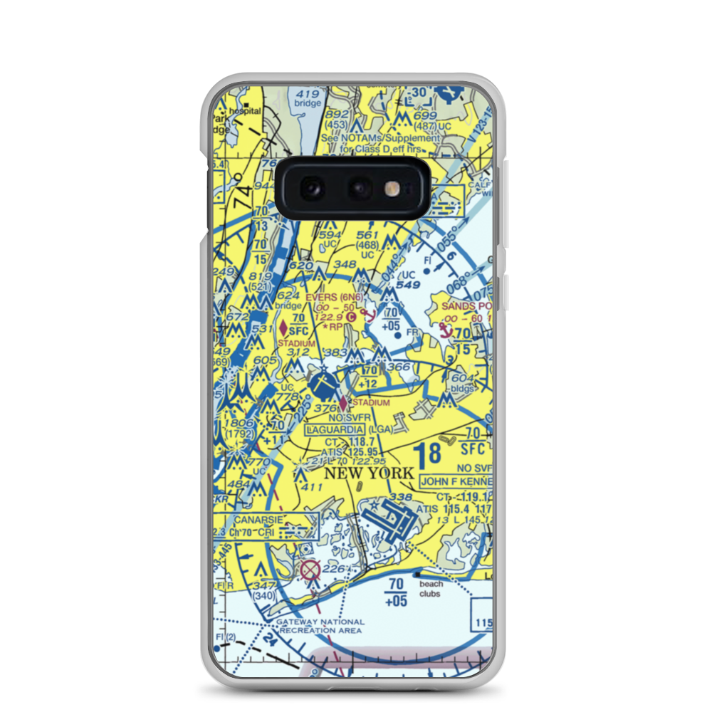 Flushing Airport (FLU) VFR Sectional Samsung Case Samsung Galaxy S10e model shown
