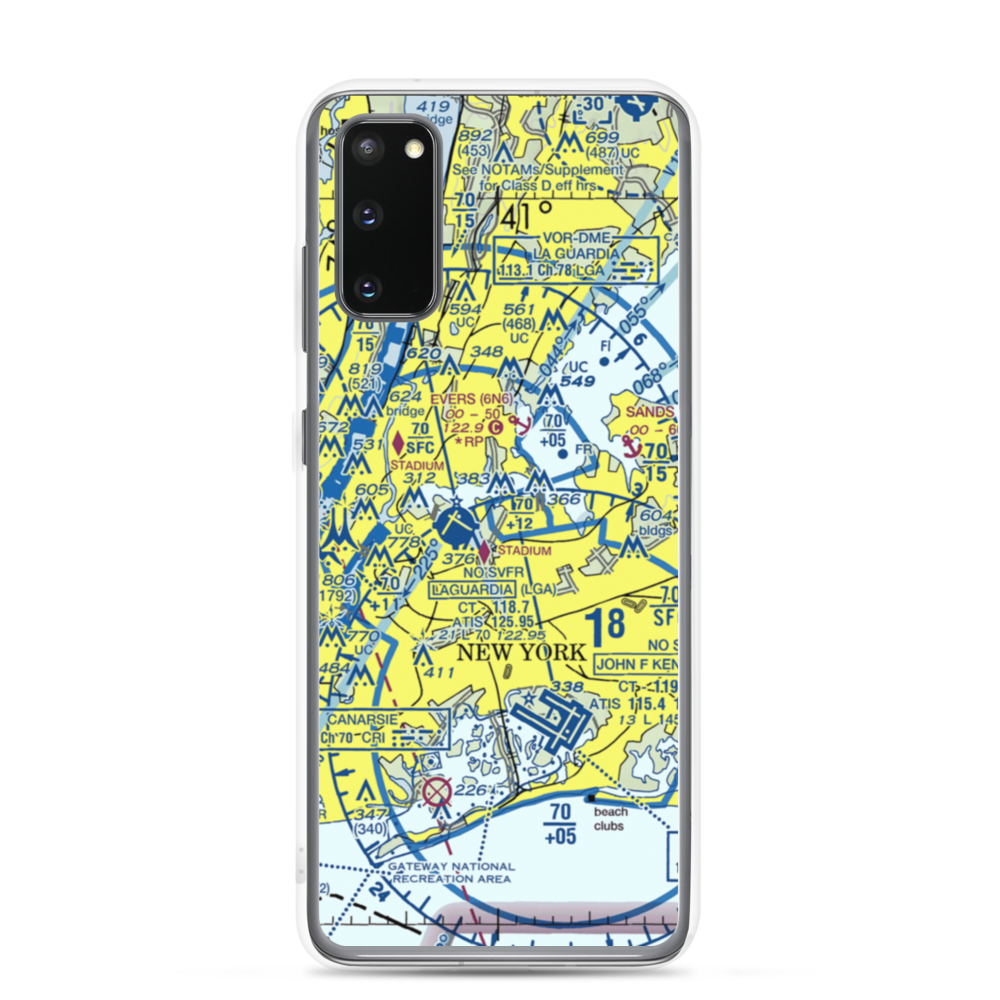 Flushing Airport (FLU) VFR Sectional Samsung Case Samsung Galaxy S20 model shown
