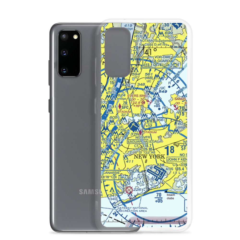 Flushing Airport (FLU) VFR Sectional Samsung Case Samsung Galaxy S20 model shown