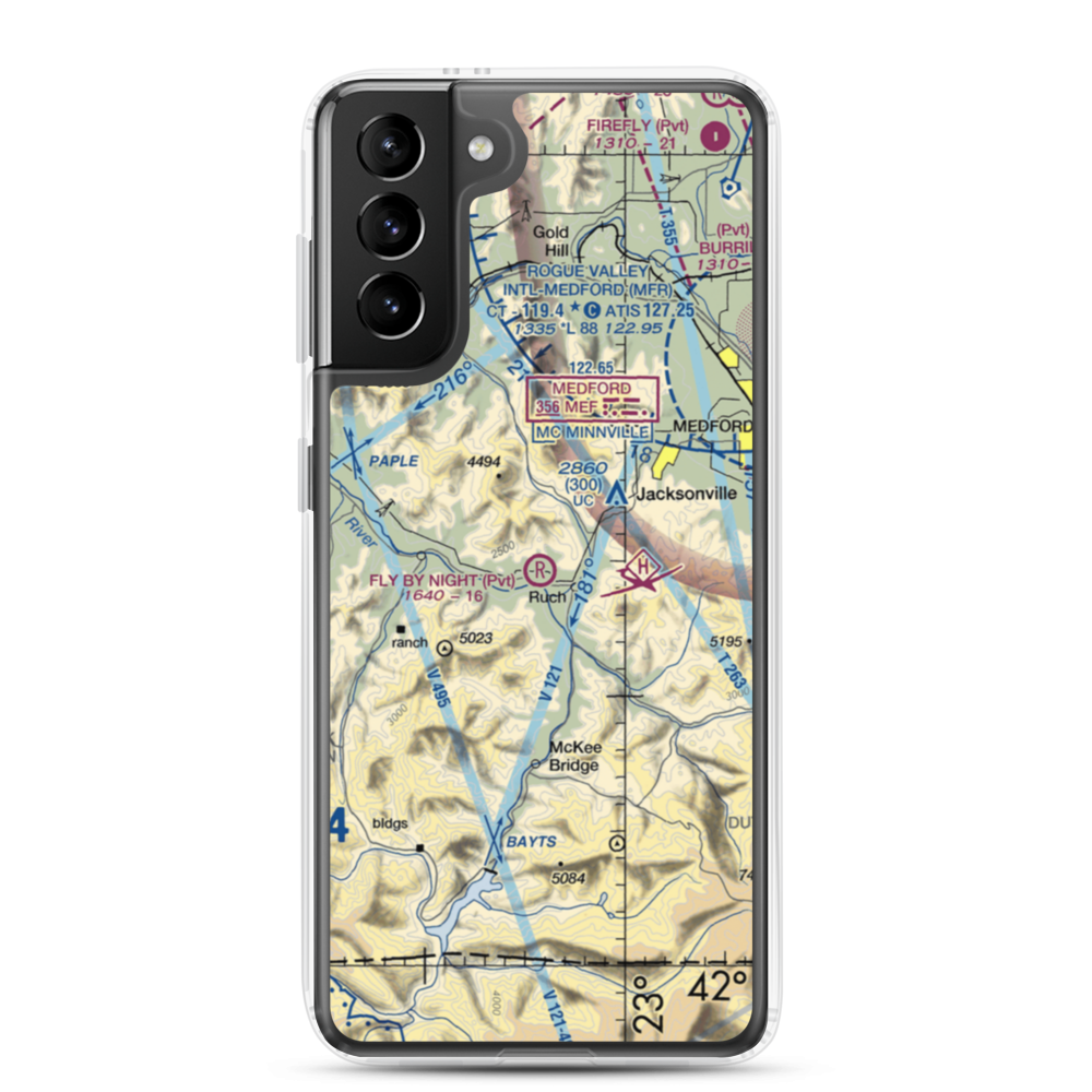 Fly By Night Airport (OG13) VFR Sectional Samsung Case Samsung Galaxy S21 Plus model shown
