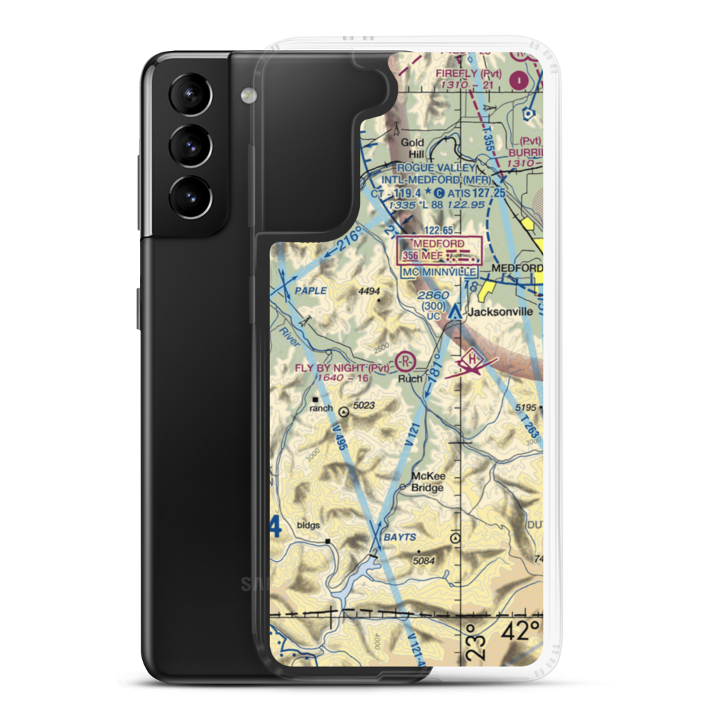 Fly By Night Airport (OG13) VFR Sectional Samsung Case Samsung Galaxy S21 Plus model shown