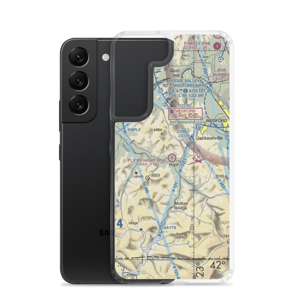 Fly By Night Airport (OG13) VFR Sectional Samsung Case Samsung Galaxy S22 model shown