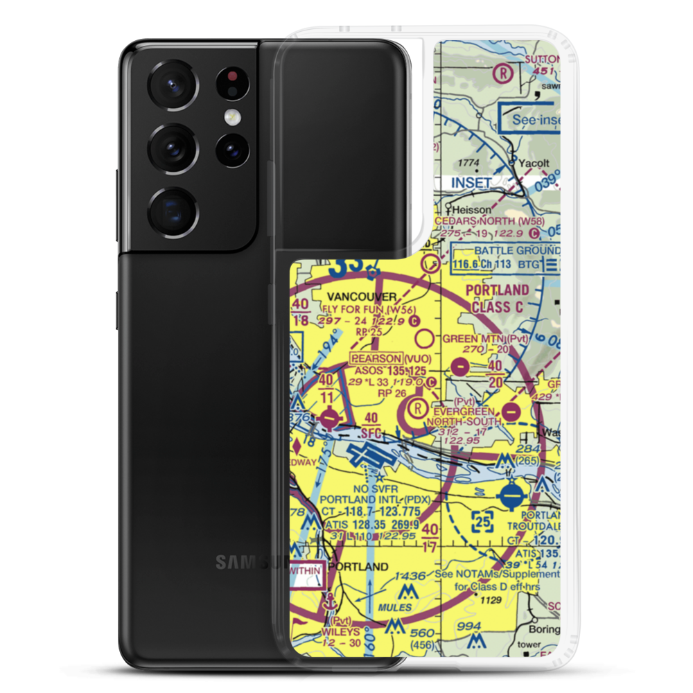 Fly For Fun Airport (W56) VFR Sectional Samsung Case Samsung Galaxy S21 Ultra model shown