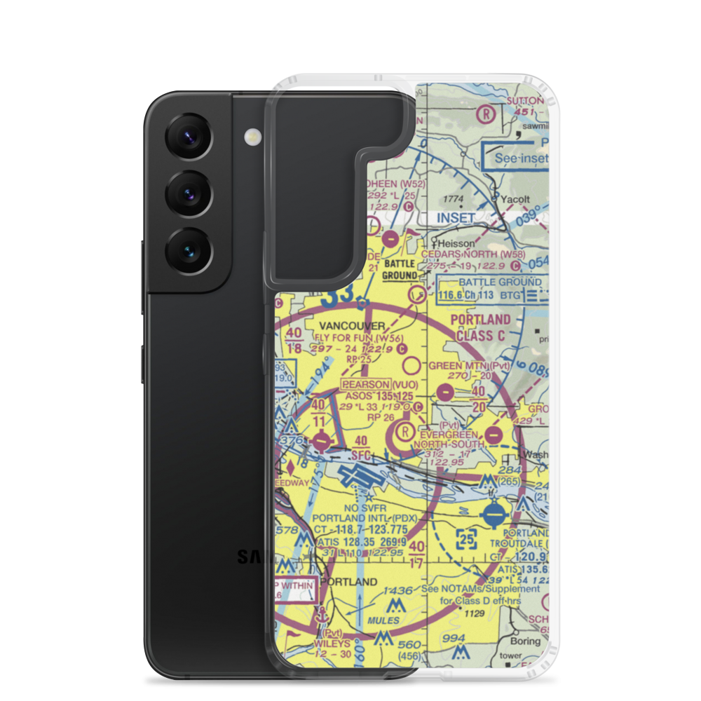 Fly For Fun Airport (W56) VFR Sectional Samsung Case Samsung Galaxy S22 model shown