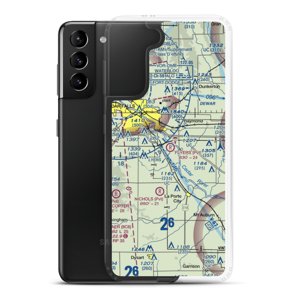 Flyers Airport (10IA) VFR Sectional Samsung Case Samsung Galaxy S21 Plus model shown