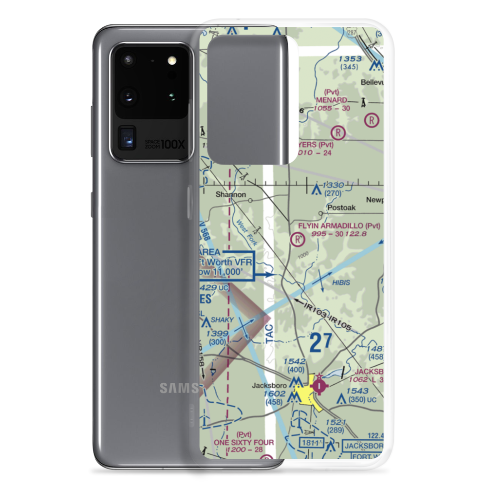 Flyin Armadillo Airport (TE55) VFR Sectional Samsung Case Samsung Galaxy S20 Ultra model shown