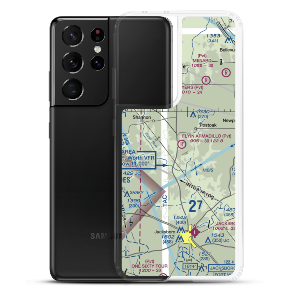 Flyin Armadillo Airport (TE55) VFR Sectional Samsung Case Samsung Galaxy S21 Ultra model shown