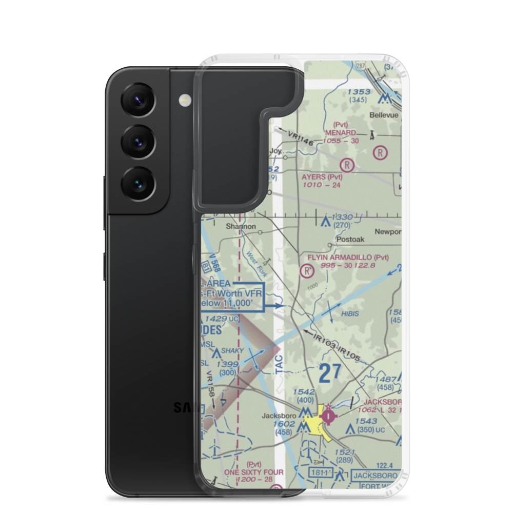 Flyin Armadillo Airport (TE55) VFR Sectional Samsung Case Samsung Galaxy S22 model shown