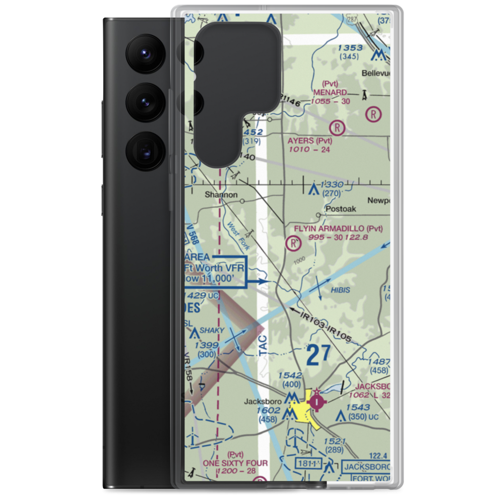 Flyin Armadillo Airport (TE55) VFR Sectional Samsung Case Samsung Galaxy S22 Ultra model shown