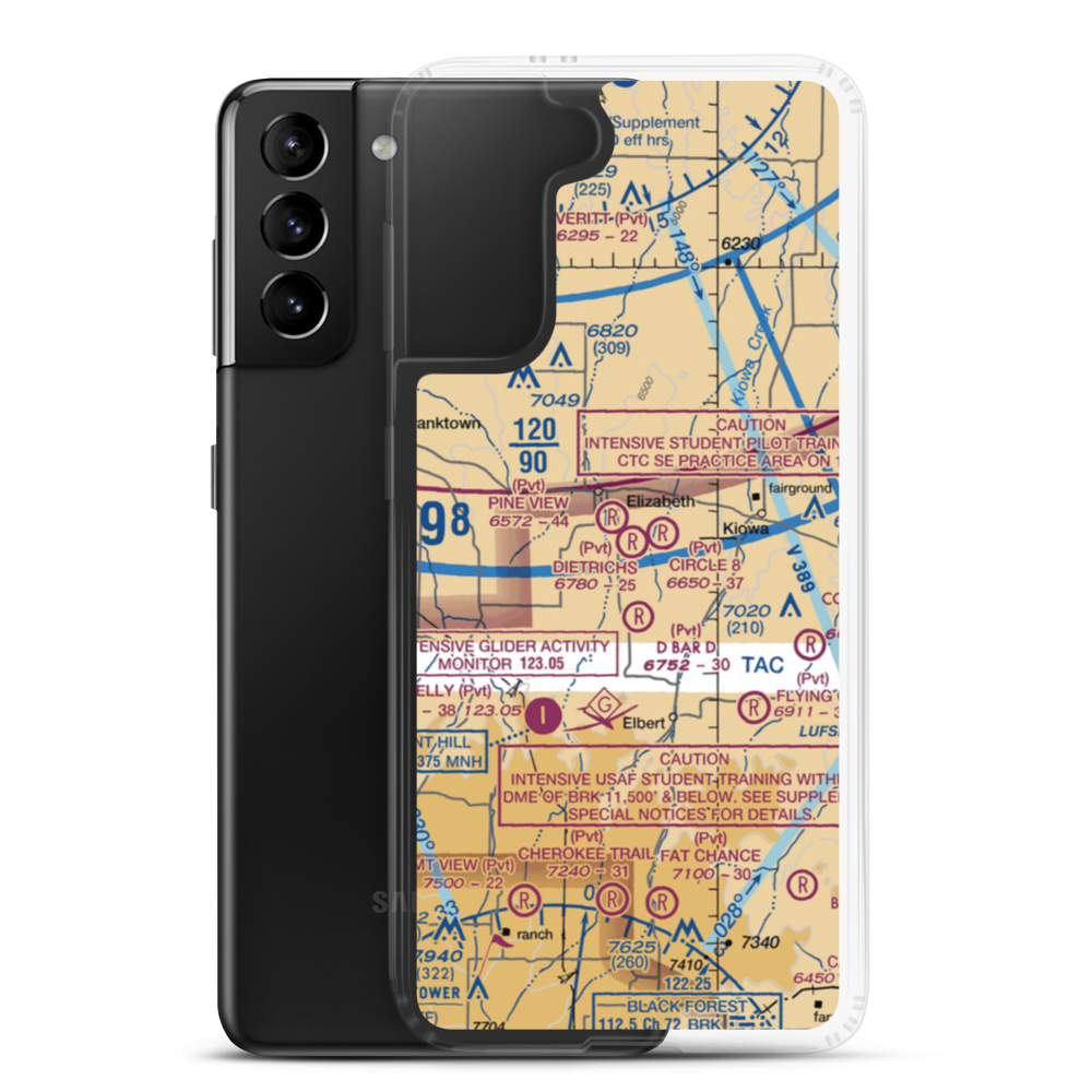 Flyin' B Ranch Airport (CD45) VFR Sectional Samsung Case Samsung Galaxy S21 Plus model shown