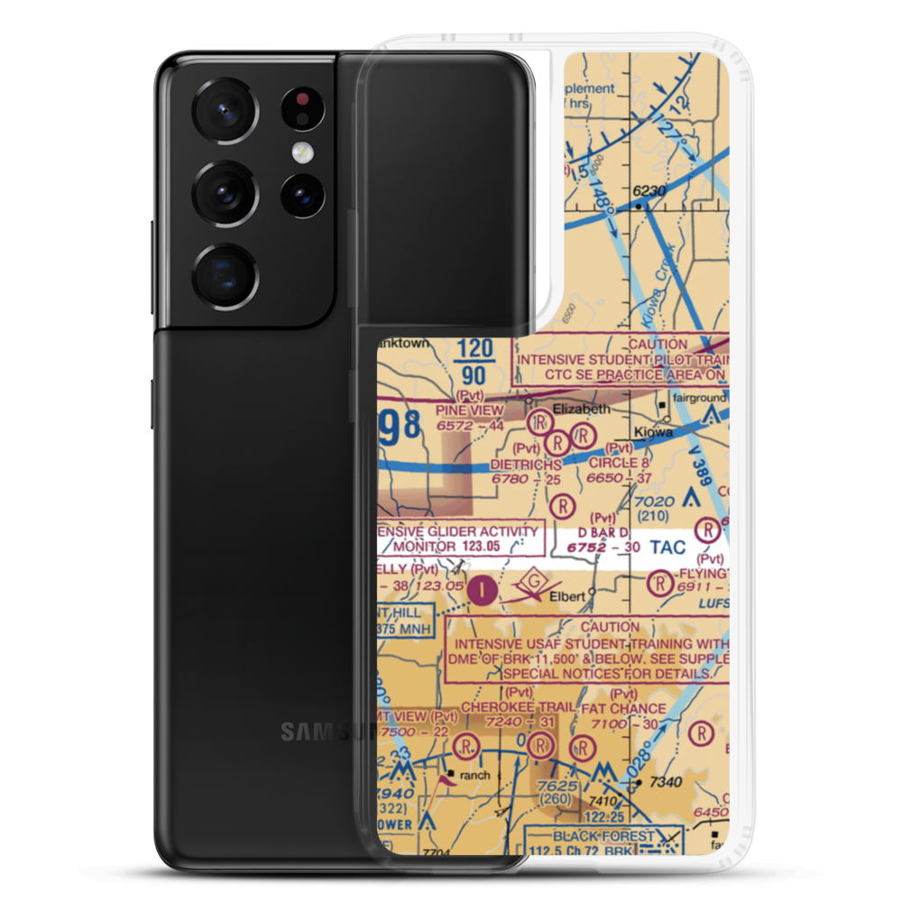 Flyin' B Ranch Airport (CD45) VFR Sectional Samsung Case Samsung Galaxy S21 Ultra model shown