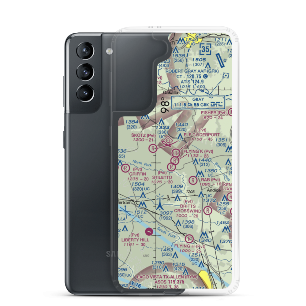 Flying 'K' Airport (TA27) VFR Sectional Samsung Case Samsung Galaxy S21 model shown