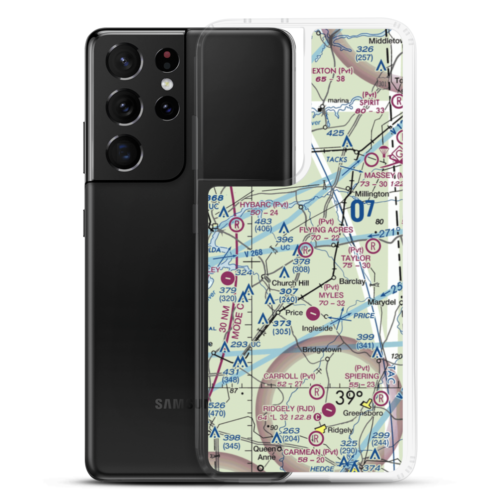 Flying Acres Airport (MD70) VFR Sectional Samsung Case Samsung Galaxy S21 Ultra model shown