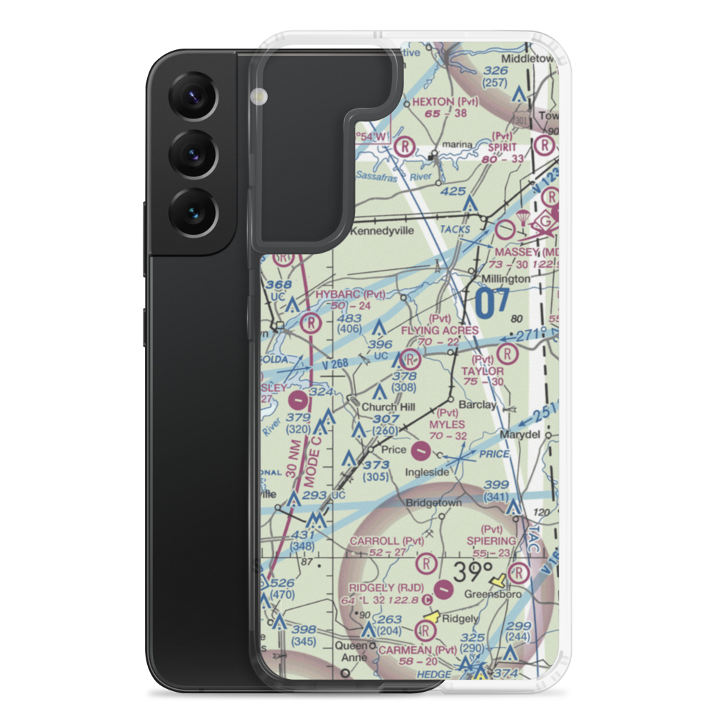 Flying Acres Airport (MD70) VFR Sectional Samsung Case Samsung Galaxy S22 Plus model shown
