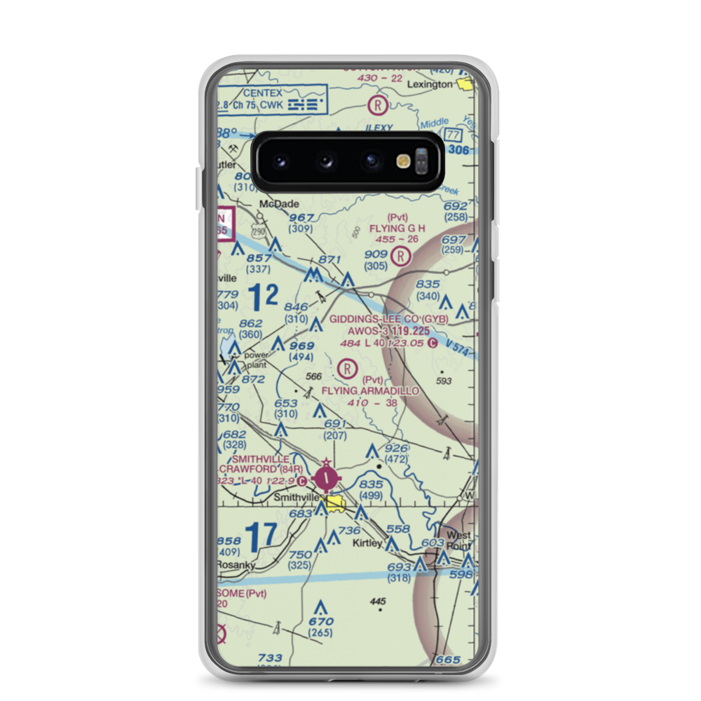 Flying Armadillo Field (1XA5) VFR Sectional Samsung Case Samsung Galaxy S10 model shown