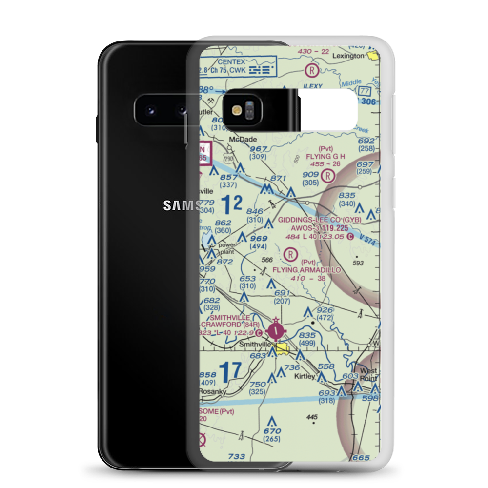 Flying Armadillo Field (1XA5) VFR Sectional Samsung Case Samsung Galaxy S10 model shown