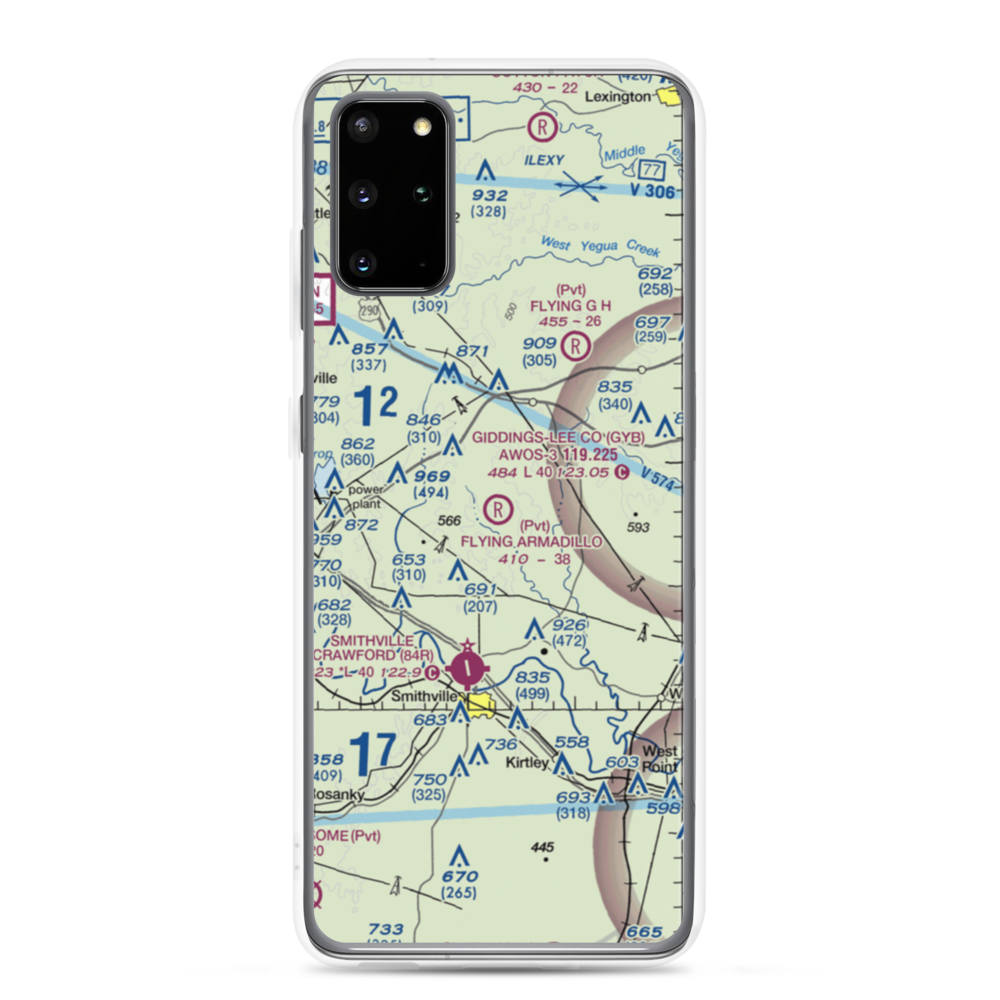 Flying Armadillo Field (1XA5) VFR Sectional Samsung Case Samsung Galaxy S20 Plus model shown