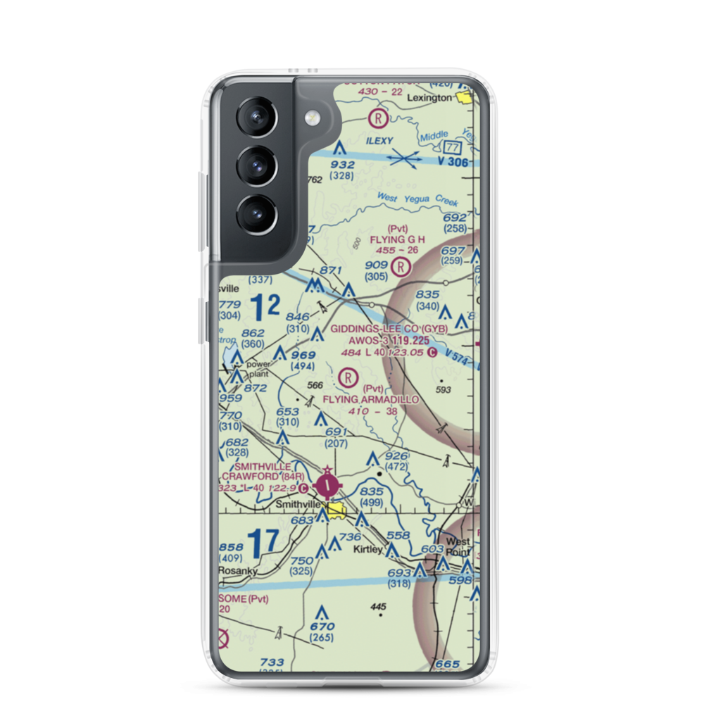 Flying Armadillo Field (1XA5) VFR Sectional Samsung Case Samsung Galaxy S21 model shown