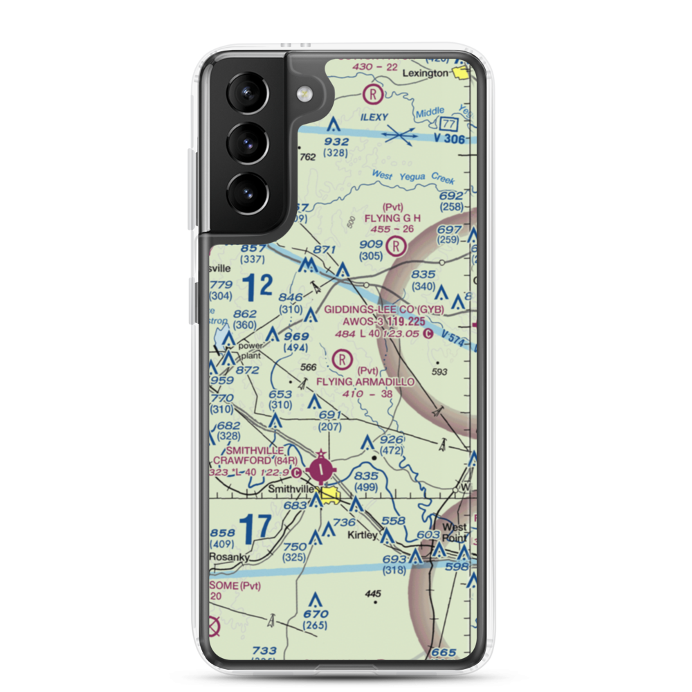 Flying Armadillo Field (1XA5) VFR Sectional Samsung Case Samsung Galaxy S21 Plus model shown