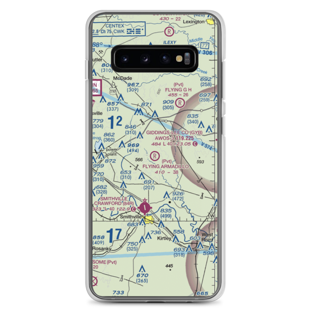 Flying Armadillo Field (1XA5) VFR Sectional Samsung Case Samsung Galaxy S10+ model shown