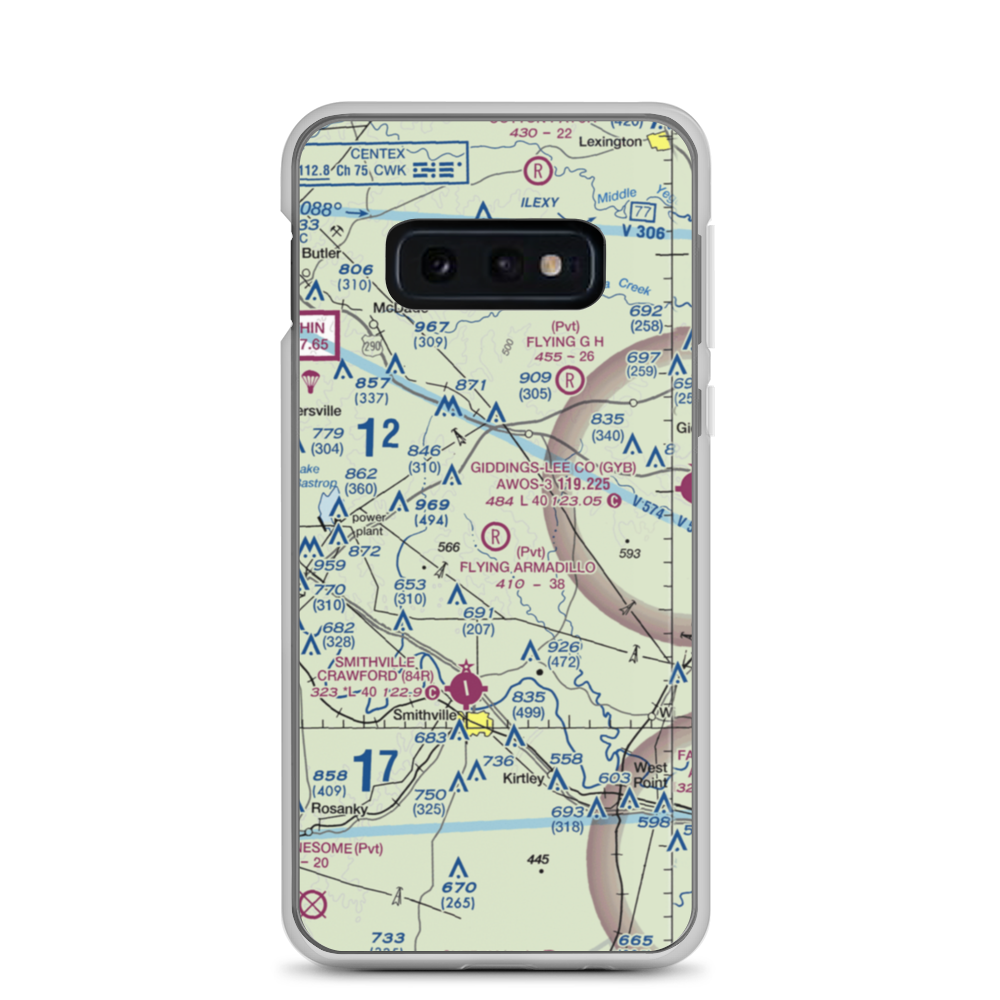 Flying Armadillo Field (1XA5) VFR Sectional Samsung Case Samsung Galaxy S10e model shown