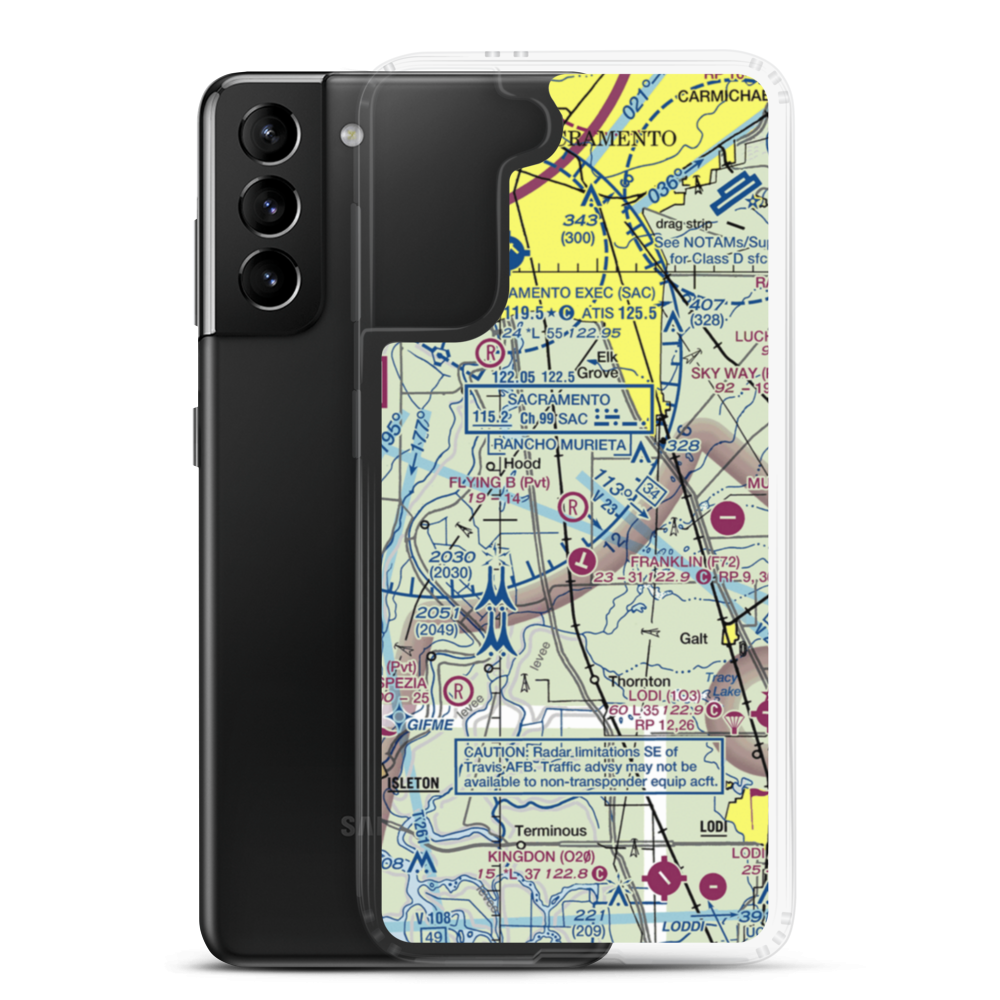 Flying B Ranch Airport (CN38) VFR Sectional Samsung Case Samsung Galaxy S21 Plus model shown