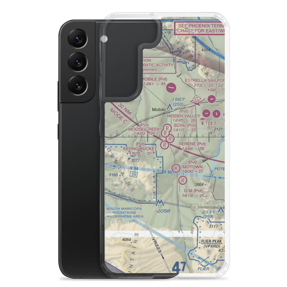 Flying Bucket Ranch Airport (0AZ4) VFR Sectional Samsung Case Samsung Galaxy S22 Plus model shown