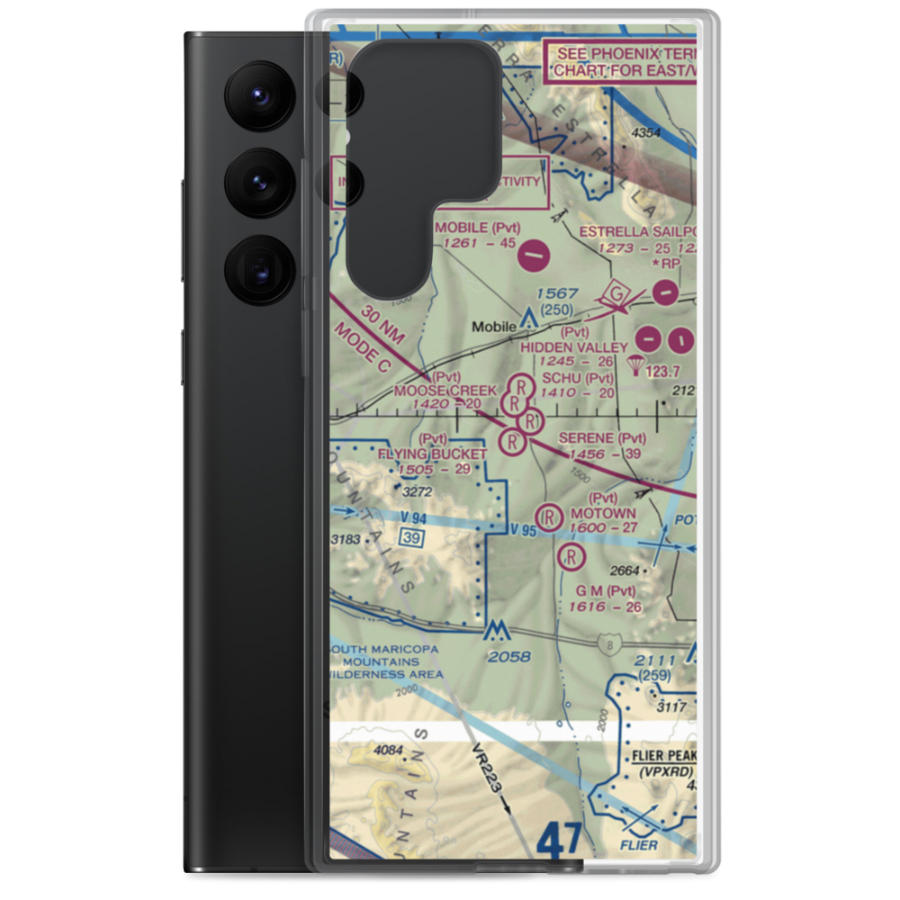 Flying Bucket Ranch Airport (0AZ4) VFR Sectional Samsung Case Samsung Galaxy S22 Ultra model shown