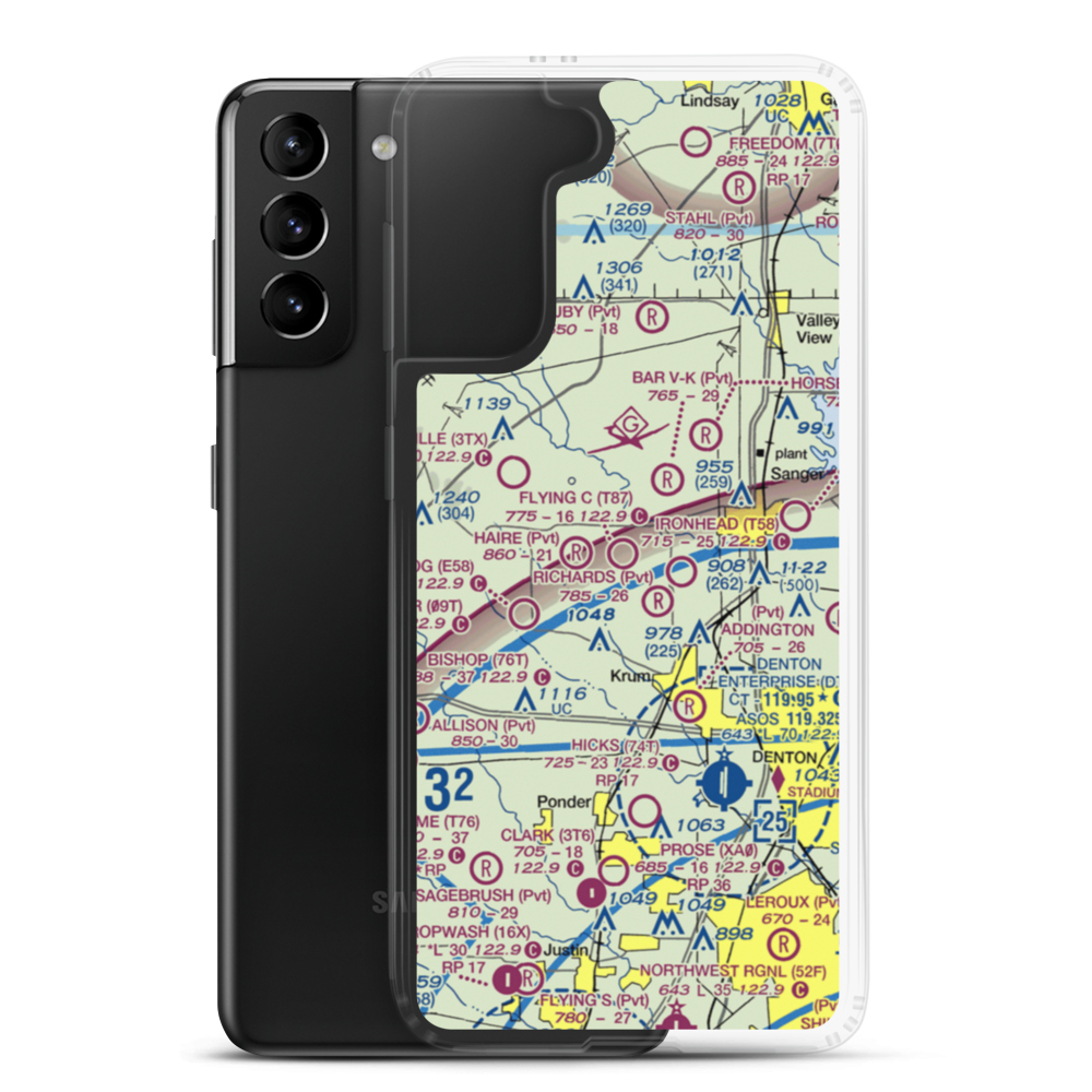 Flying C Airport (T87) VFR Sectional Samsung Case Samsung Galaxy S21 Plus model shown