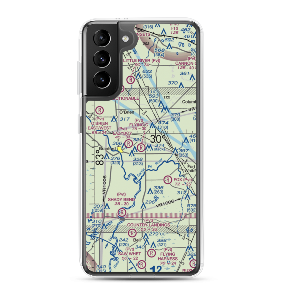 Flying C Farm Airport (FD16) VFR Sectional Samsung Case Samsung Galaxy S21 Plus model shown
