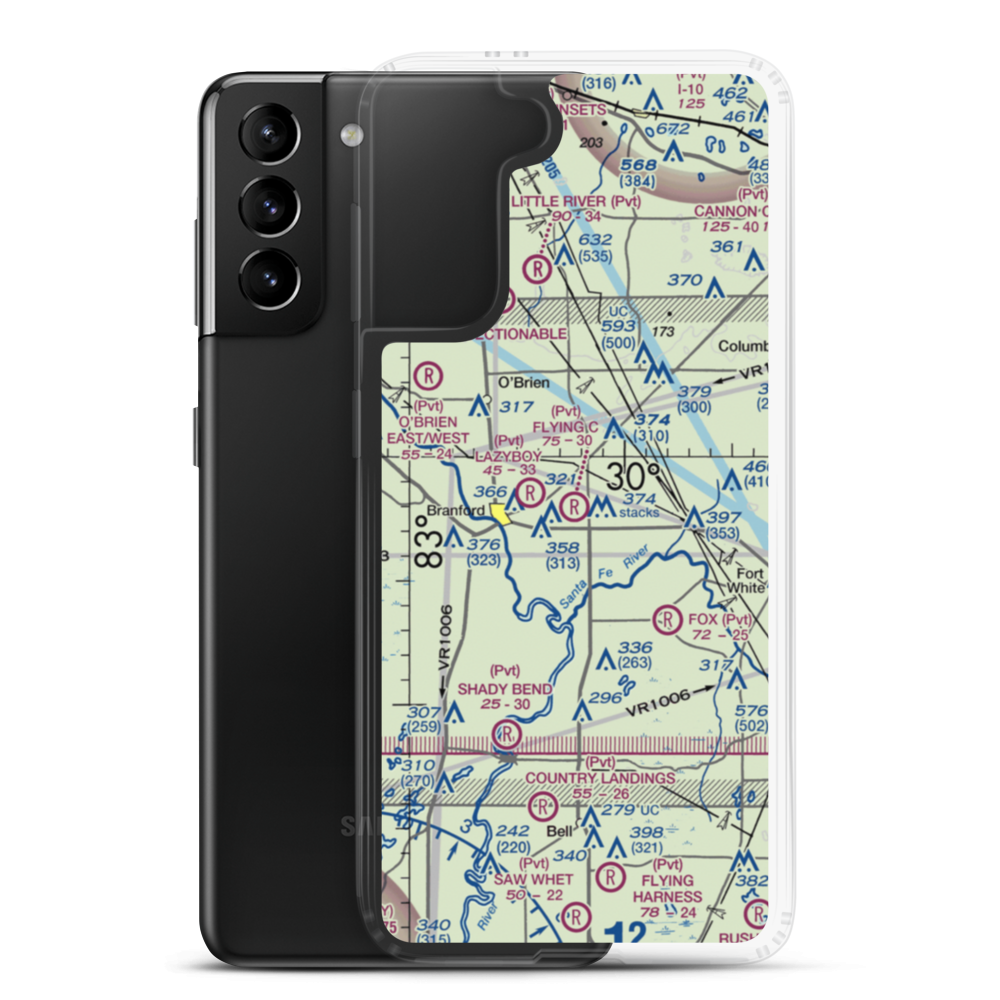 Flying C Farm Airport (FD16) VFR Sectional Samsung Case Samsung Galaxy S21 Plus model shown
