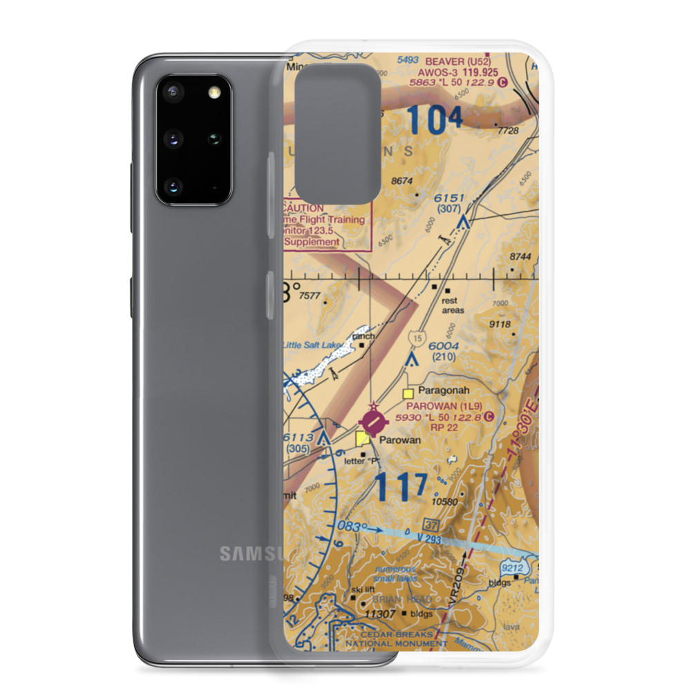 Flying Cal Ute Rancheros Airport (UT15) VFR Sectional Samsung Case Samsung Galaxy S20 Plus model shown
