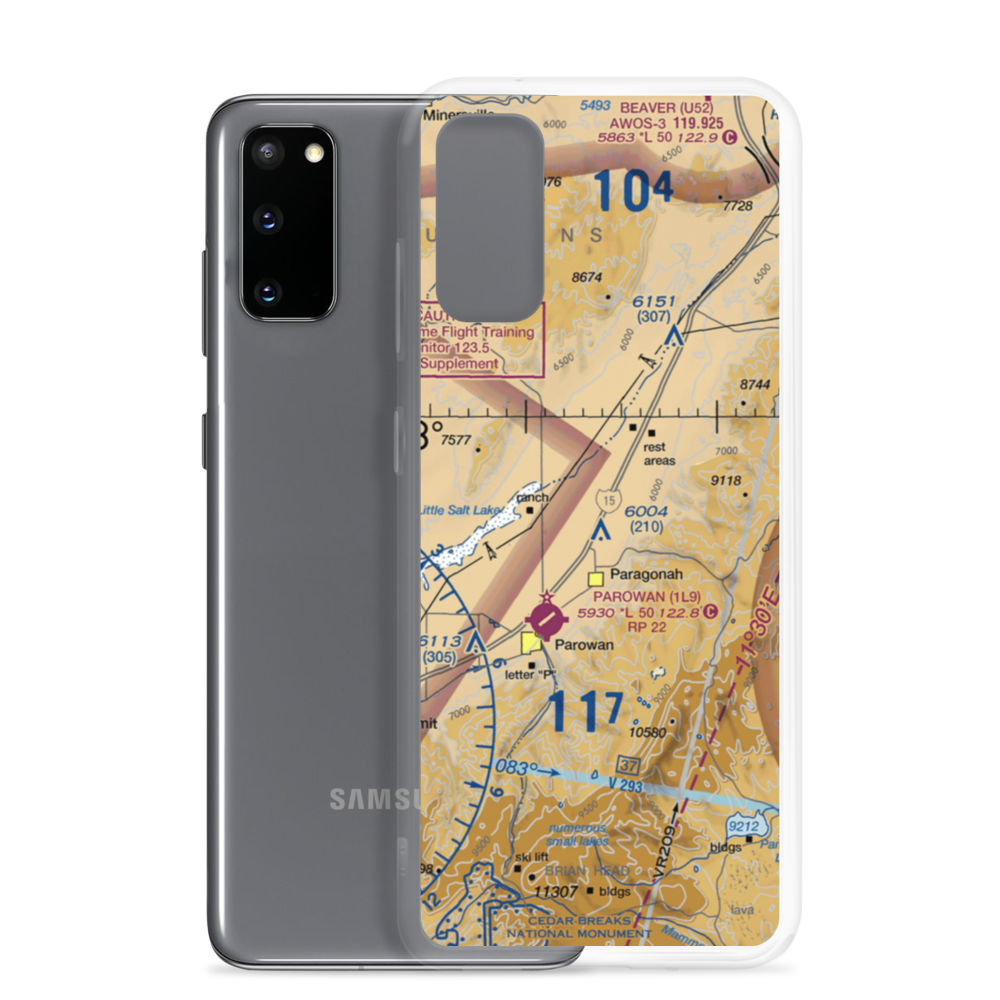 Flying Cal Ute Rancheros Airport (UT15) VFR Sectional Samsung Case Samsung Galaxy S20 model shown