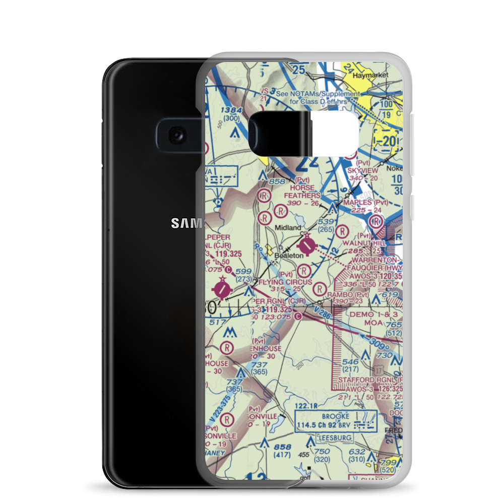 Flying Circus Aerodrome (3VA3) VFR Sectional Samsung Case Samsung Galaxy S10e model shown