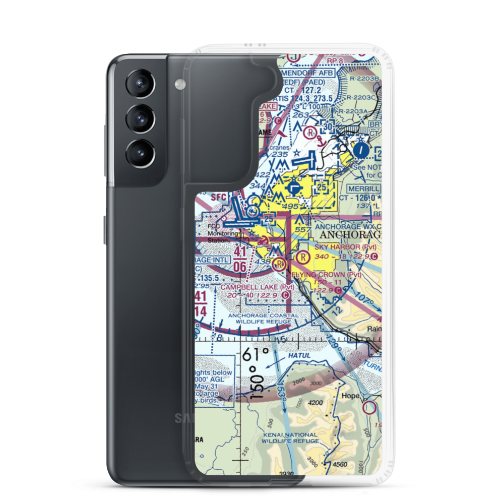 Flying Crown Airport (AK12) VFR Sectional Samsung Case Samsung Galaxy S21 model shown
