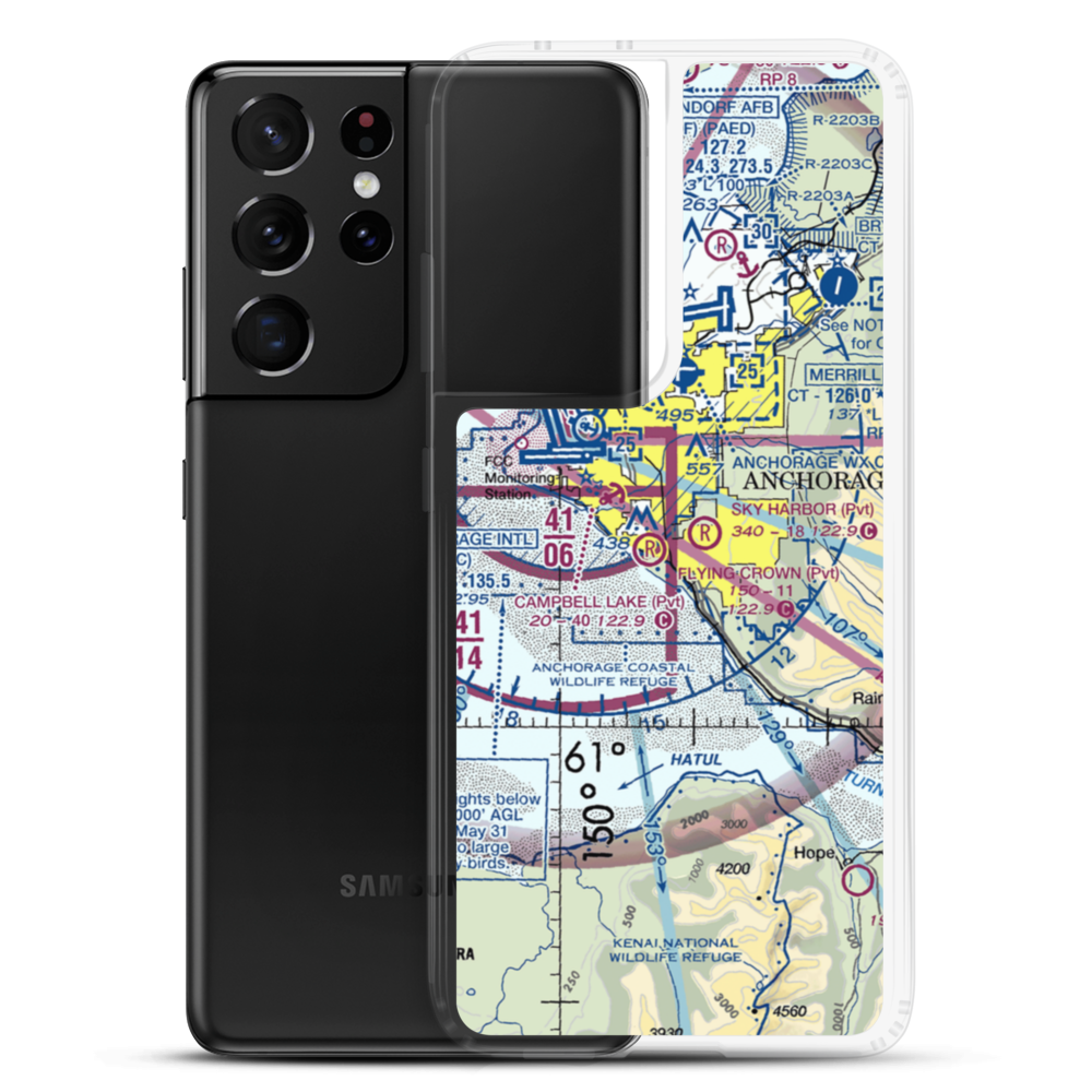 Flying Crown Airport (AK12) VFR Sectional Samsung Case Samsung Galaxy S21 Ultra model shown