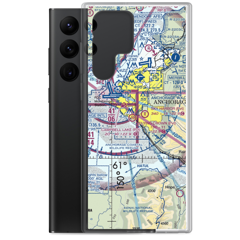 Flying Crown Airport (AK12) VFR Sectional Samsung Case Samsung Galaxy S22 Ultra model shown