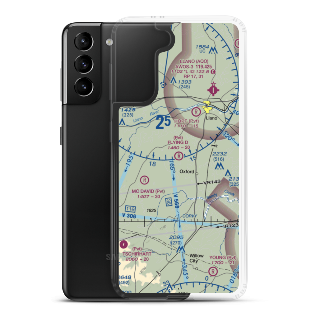 Flying D Airport (XS00) VFR Sectional Samsung Case Samsung Galaxy S21 Plus model shown
