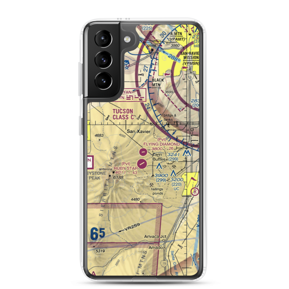 Flying Diamond Airport (6AZ8) VFR Sectional Samsung Case Samsung Galaxy S21 Plus model shown