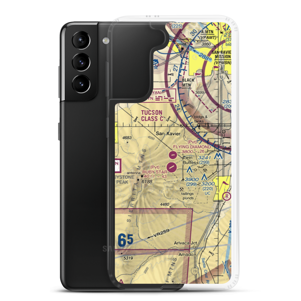 Flying Diamond Airport (6AZ8) VFR Sectional Samsung Case Samsung Galaxy S21 Plus model shown