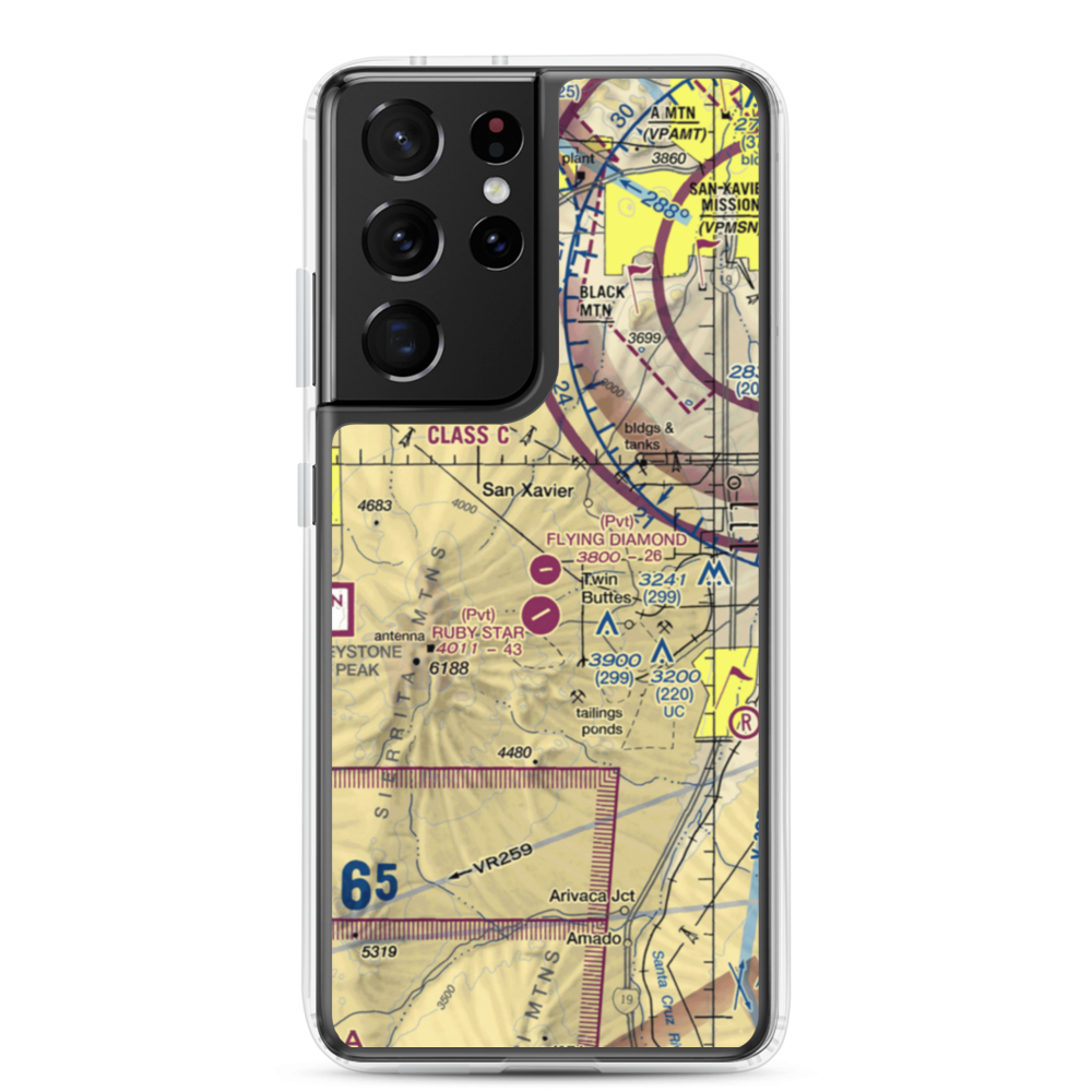 Flying Diamond Airport (6AZ8) VFR Sectional Samsung Case Samsung Galaxy S21 Ultra model shown