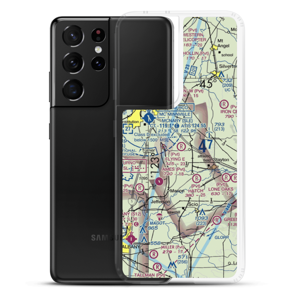 Flying E Airport (OR25) VFR Sectional Samsung Case Samsung Galaxy S21 Ultra model shown