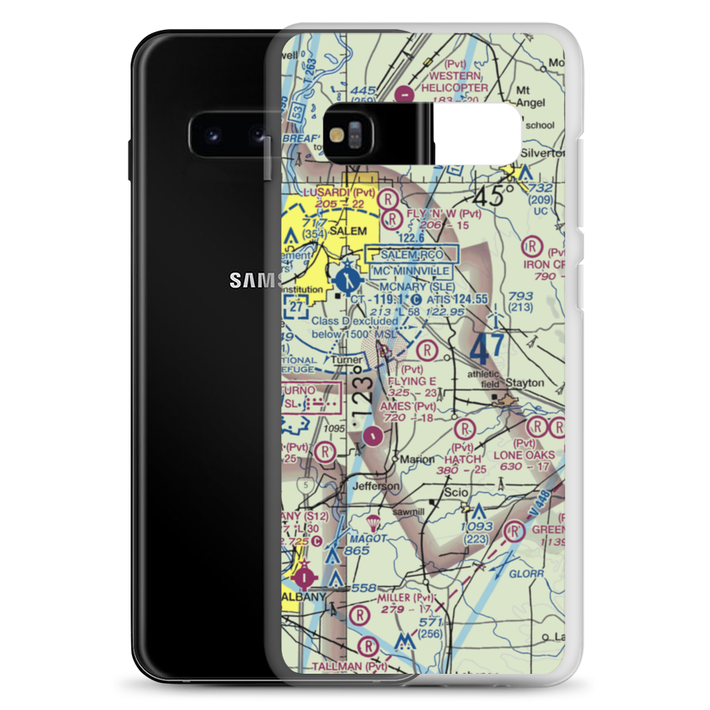 Flying E Airport (OR25) VFR Sectional Samsung Case Samsung Galaxy S10+ model shown