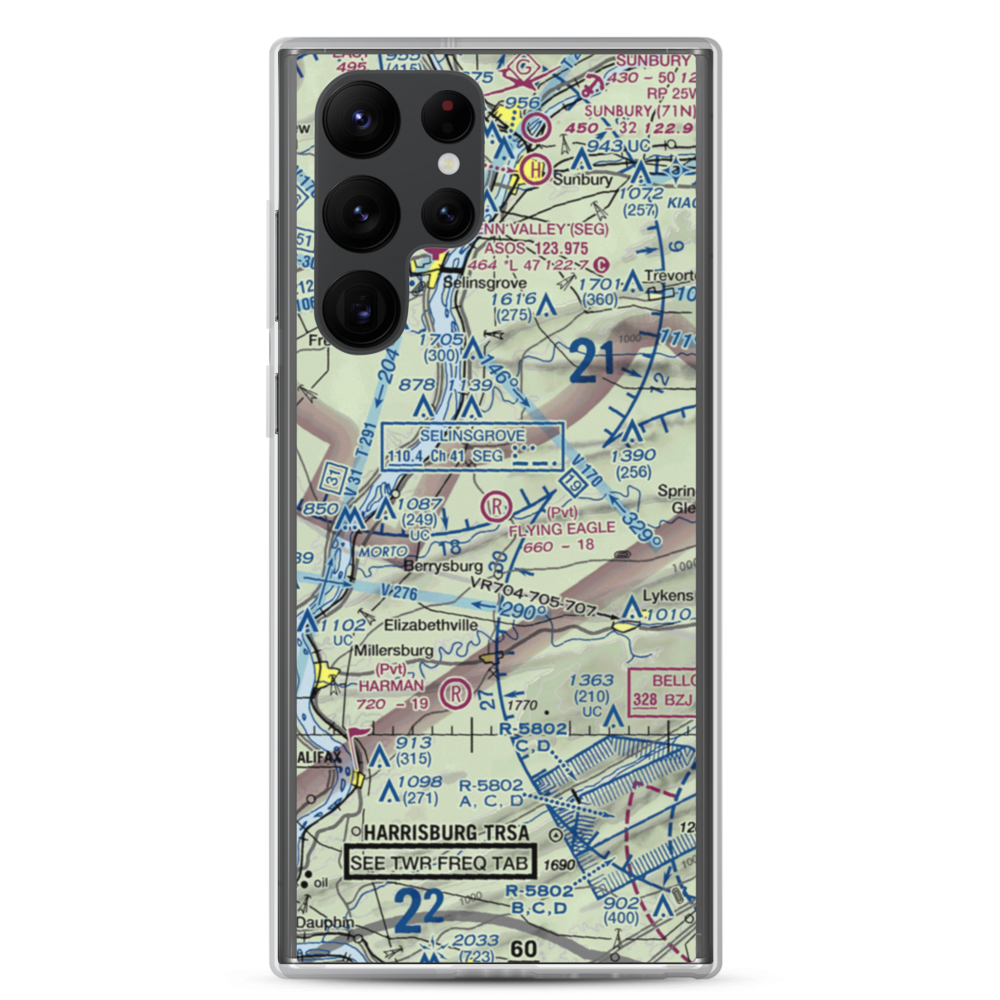 Flying Eagle Airport (PS21) VFR Sectional Samsung Case Samsung Galaxy S22 Ultra model shown