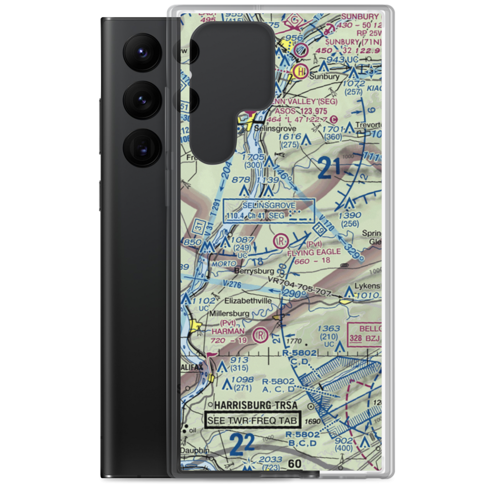 Flying Eagle Airport (PS21) VFR Sectional Samsung Case Samsung Galaxy S22 Ultra model shown