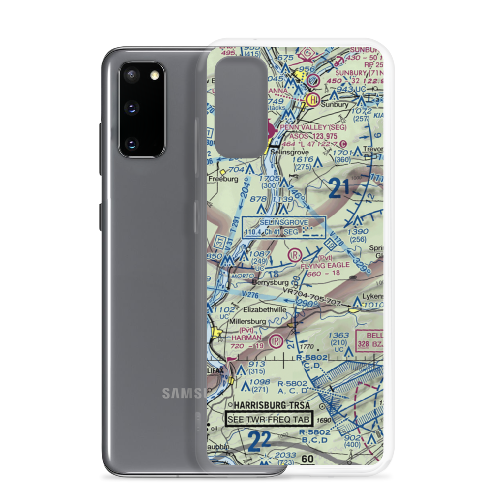 Flying Eagle Airport (PS21) VFR Sectional Samsung Case Samsung Galaxy S20 model shown